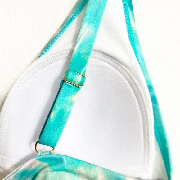 Calmed by Johnny Was Blue Multicolor Adjustable Bikini Top Size XL New - Picture 4 of 7